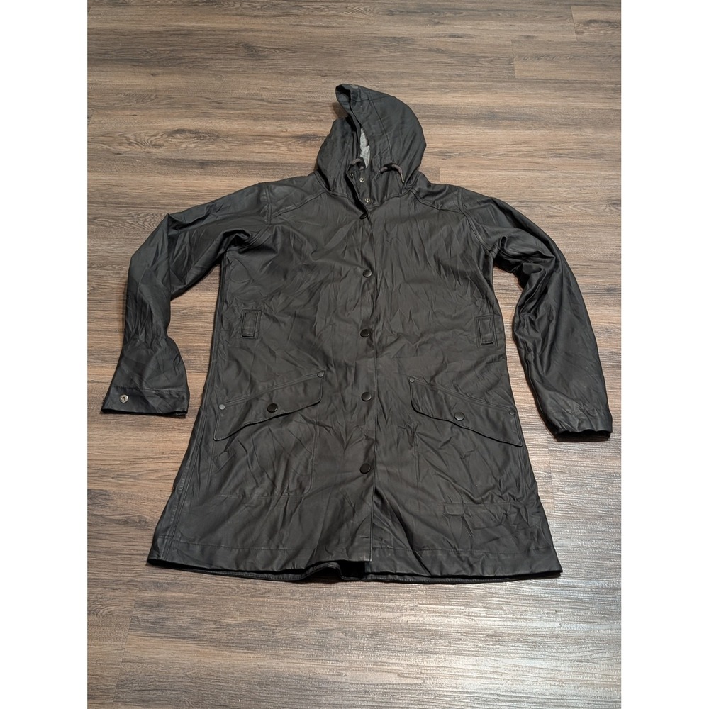 Helly Hansen Womens L Black Polyurethane Hooded Rain Coat‎ Jacket LTI64014M